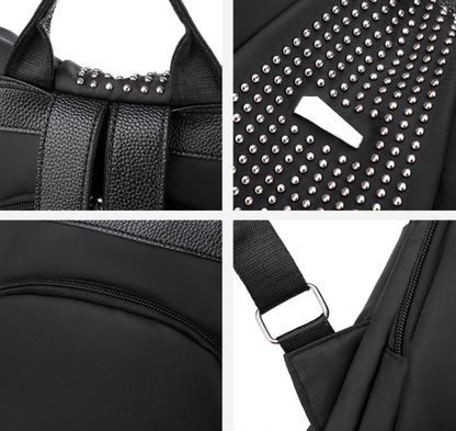 Women's Studded Trendy Nylon Backpack