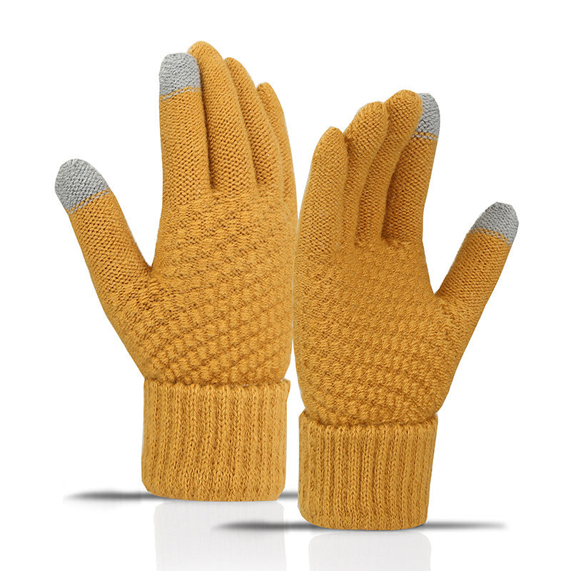 Fleece-lined Wind-proof And Cold Protection Knitted Warm Gloves