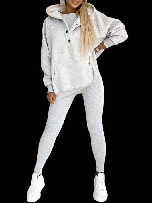 Women's Three Pieces Set Athleisure Hoodie With Thick Thread Slim-fit Vest & Pants