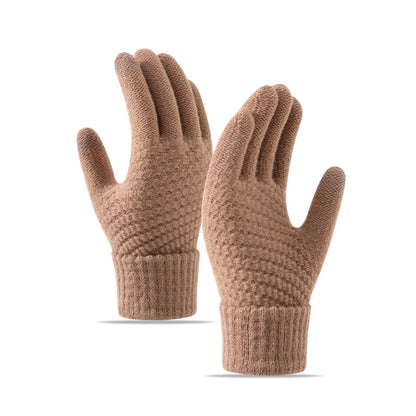 Fleece-lined Wind-proof And Cold Protection Knitted Warm Gloves