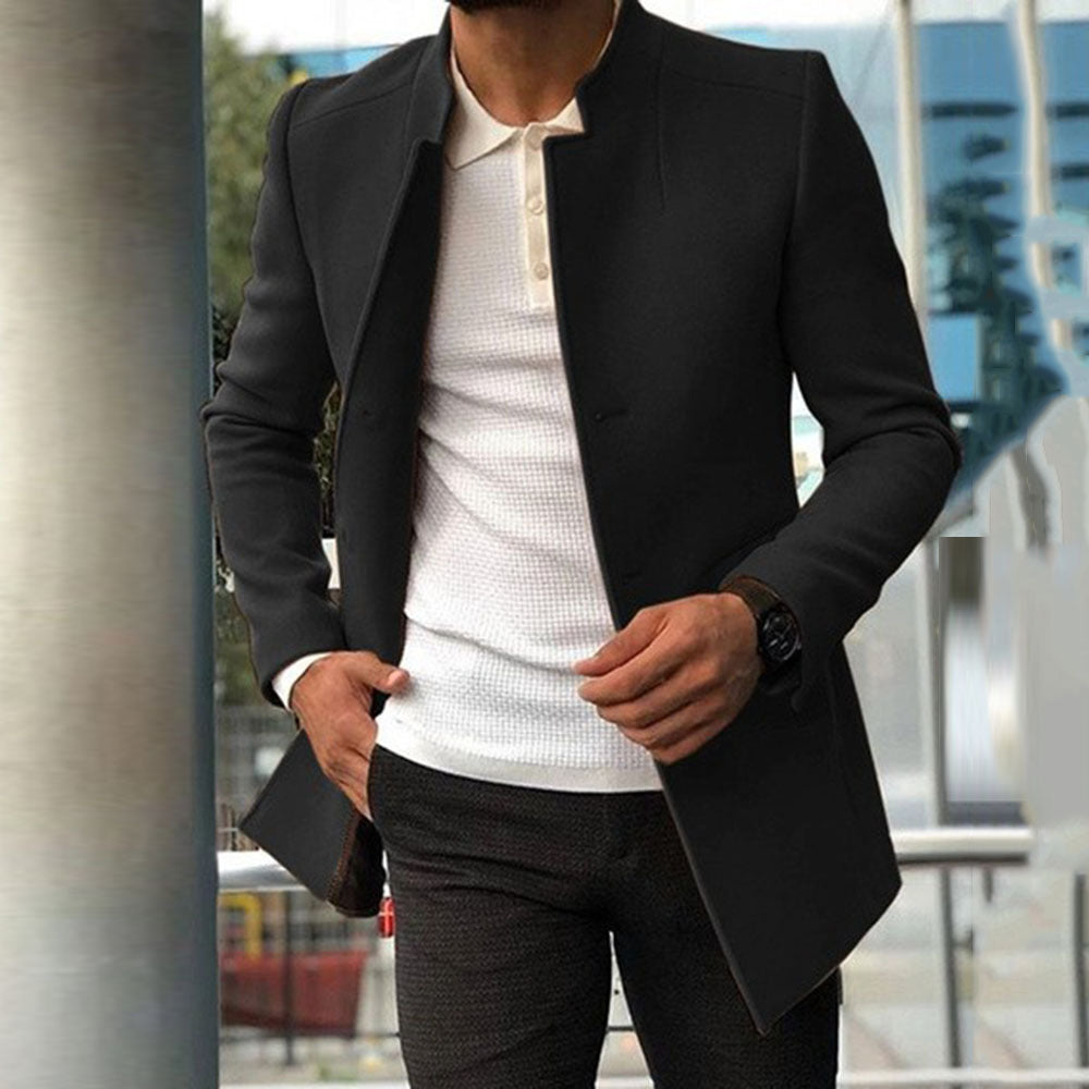 Men's Slim Single-breasted Solid Color Smart Jacket