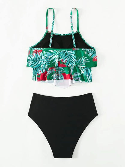 Split High Waist Tankini Bikini