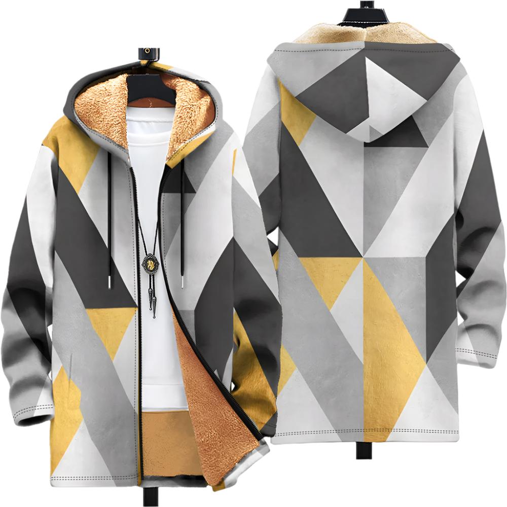 Mens Printed Hooded Thick Winter Cardigan