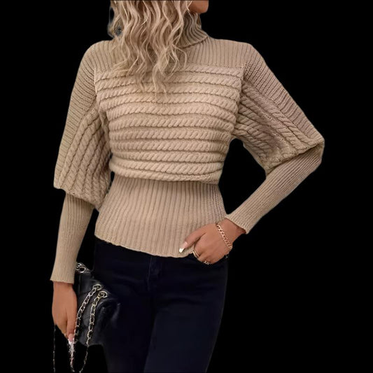 High Neck Knitted Twist Thread Sweater