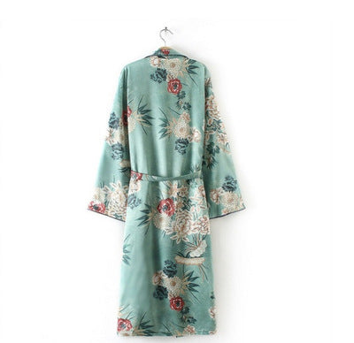 Stylish Printed Gown and Kimono Cardigan