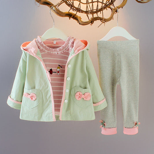 Cute Baby Girl Cartoon Three-piece Set