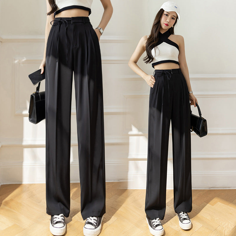 Ladies High Waist Drape Wide Leg Pants