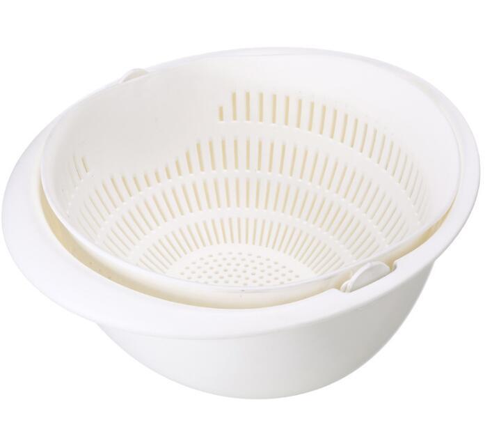 Double-Dish Fruit Drain Panning Wash Basket