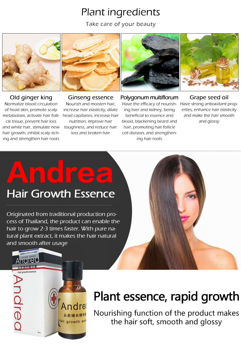 Andrea Hair Growth Anti Hair Loss Liquid 20ml Dense Hair