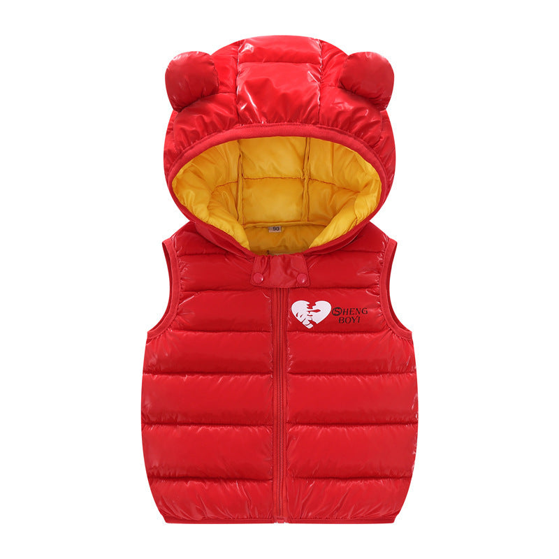 Baby Hooded Body Warmer with cute bear ears