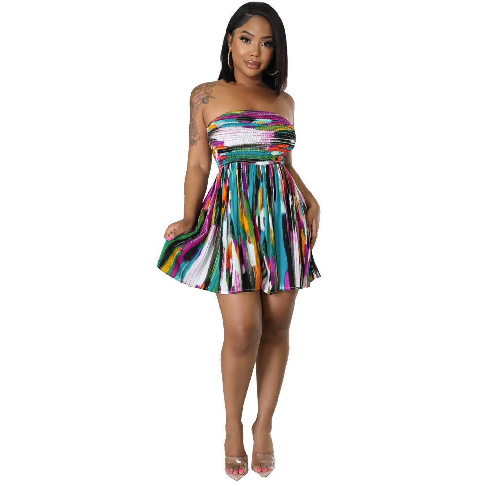 Women's Multi Colored Painted Tube Style Dress