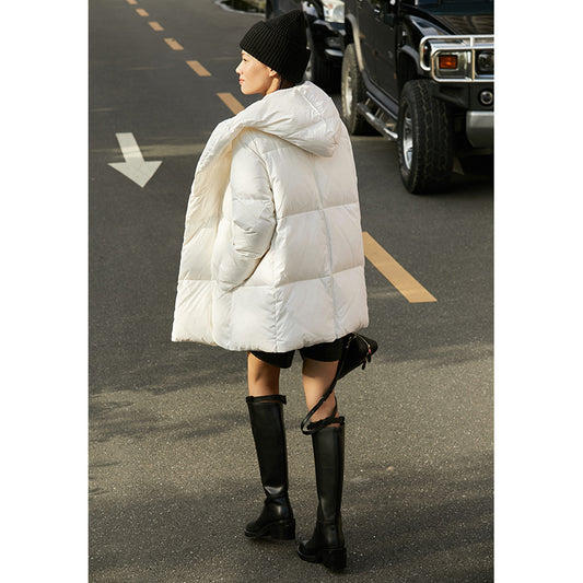 Warm Elegance: Hooded  Duck Down Jacket