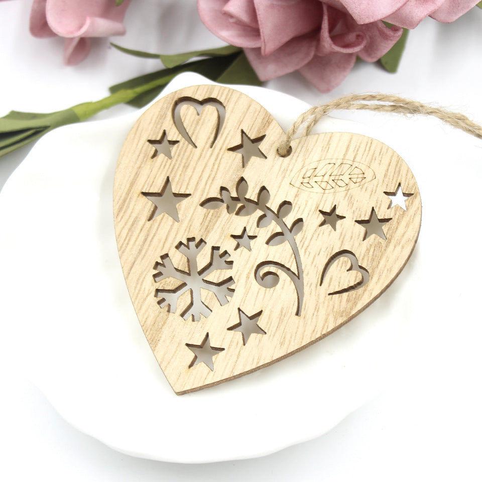 Christmas Tree Creative Hollow Love Bird Wooden Pendant