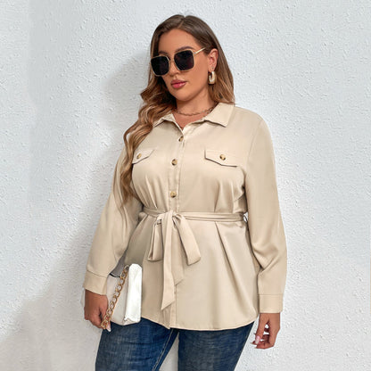 Chic Plus Size Belted Blouse: Stylish Comfort