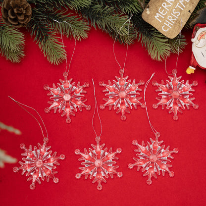 6pc Transparent Snowflake Pendant Christmas Tree Decorations