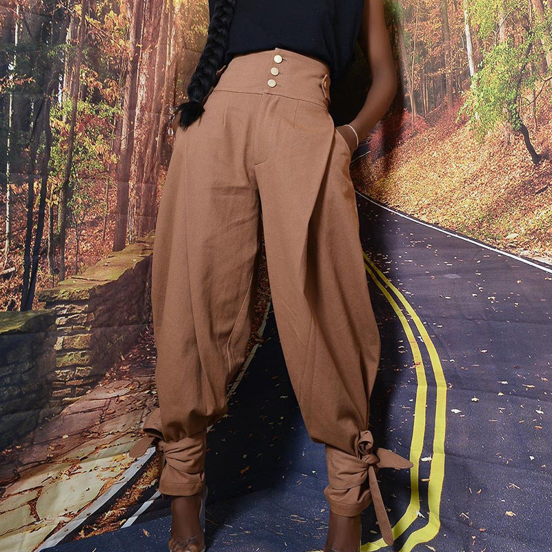 Loose Ladies High-Waisted Harem Pants