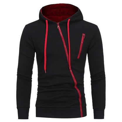 Diagonal Zip Sweater Hoodie: Trendy Comfort