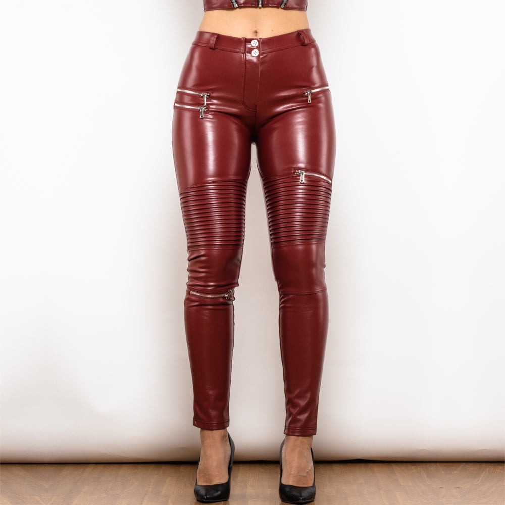 Red Shascullfites Melody 4 Way Stretchable Biker Leggings