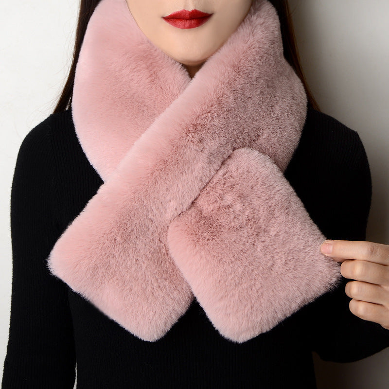 Plush Artificial Rex Rabbit Fur Thick Warm Scarf