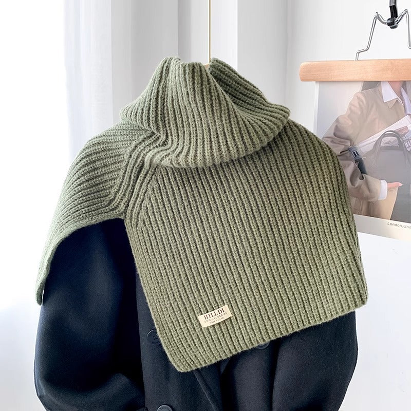 Fashionable With Side-slit Turtleneck Knitted Shawl Scarf