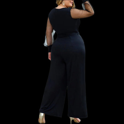 Plus Size Black Sexy Evening Jumpsuit