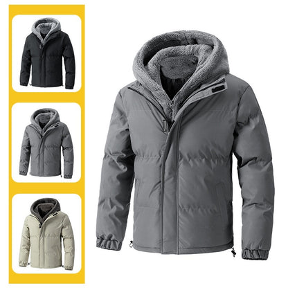 Two Piece Loose Padded Coat with Fleece Hood