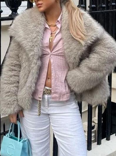 Winter Faux Fur Plush Lapel Coat