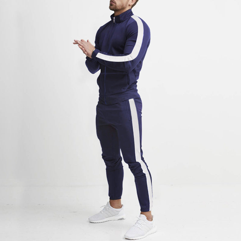 Color Matching Hooded Sports Suit