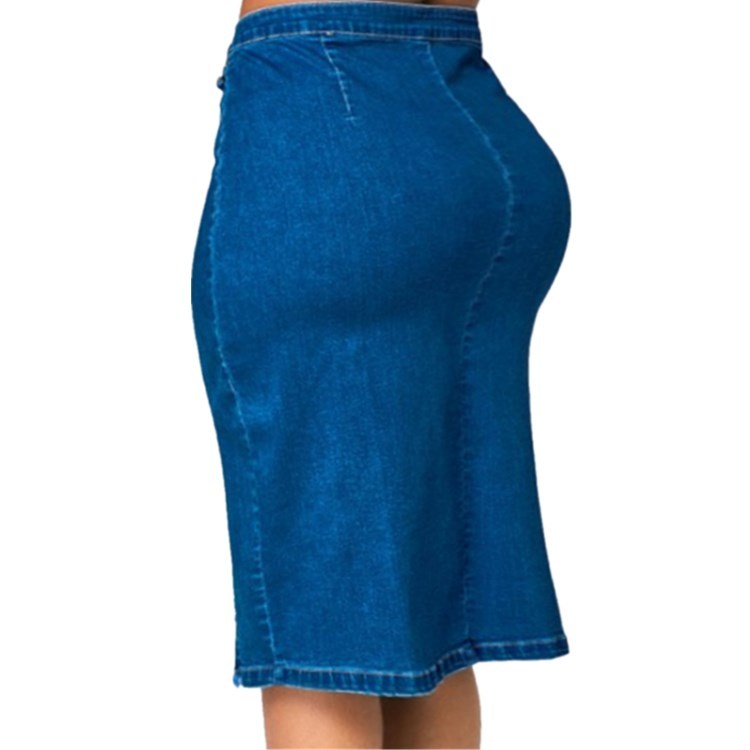 Women's Plus Size Denim Button Skirt