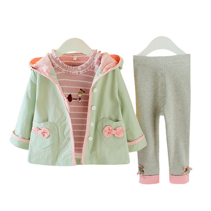 Cute Baby Girl Cartoon Three-piece Set