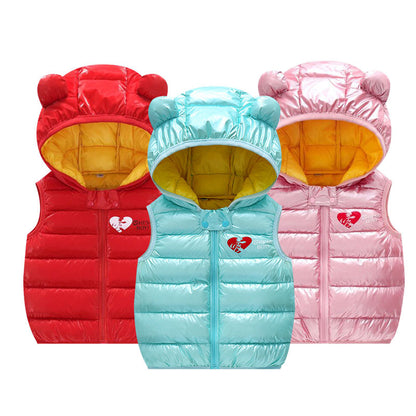 Baby Hooded Body Warmer with cute bear ears