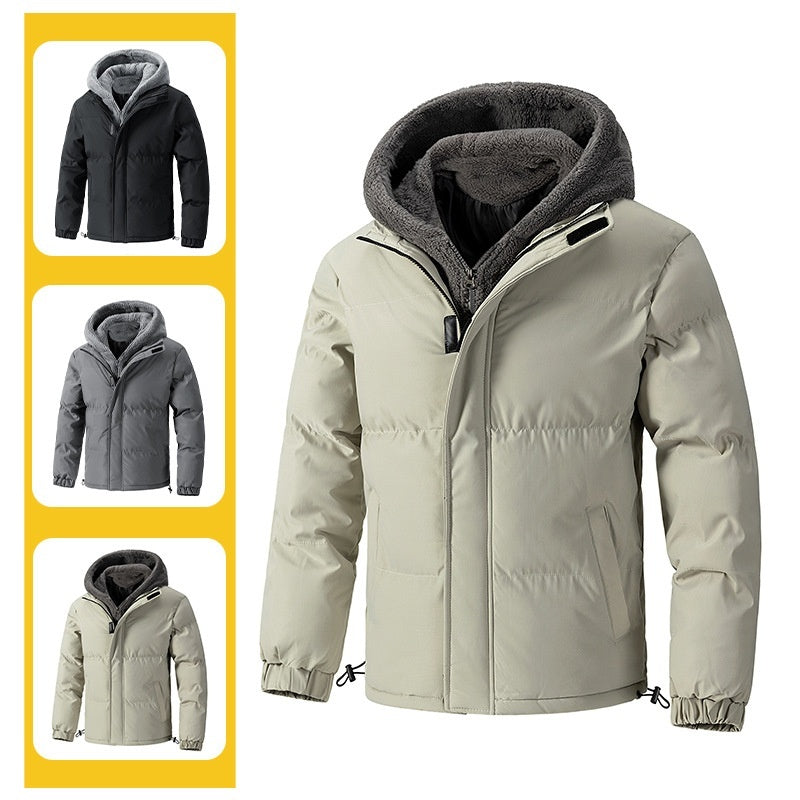 Two Piece Loose Padded Coat with Fleece Hood