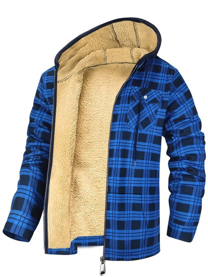 Woolen Cotton Padded Plaid Coat