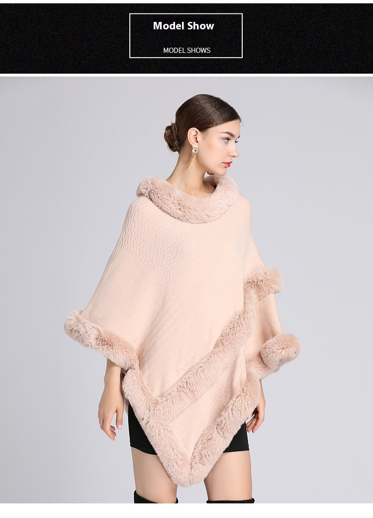 Imitation Rex Rabbit Fur Collar Shawl