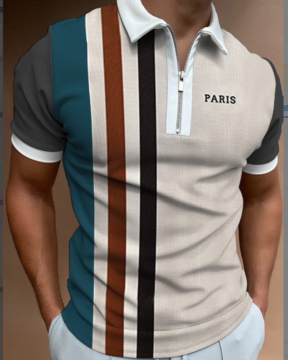 Trendy Short Sleeve Polo with Zipper