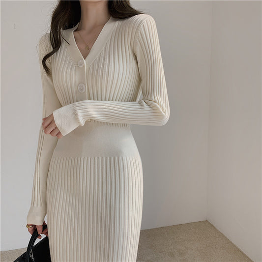 Mid-length Ladies Slim-fit Knit Dress