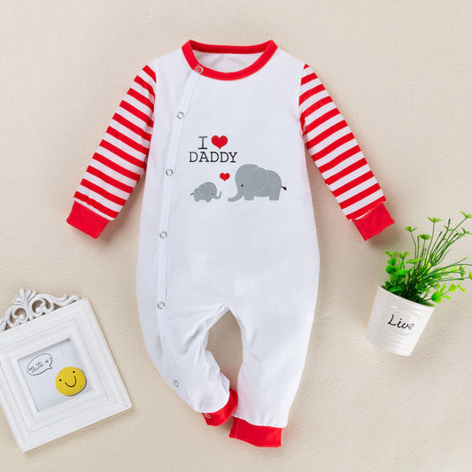 Newborn Cotton Long-Sleeved "I Love Daddy" Romper Suit