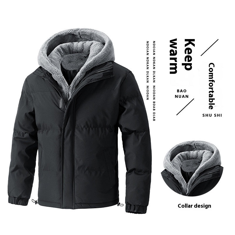 Two Piece Loose Padded Coat with Fleece Hood