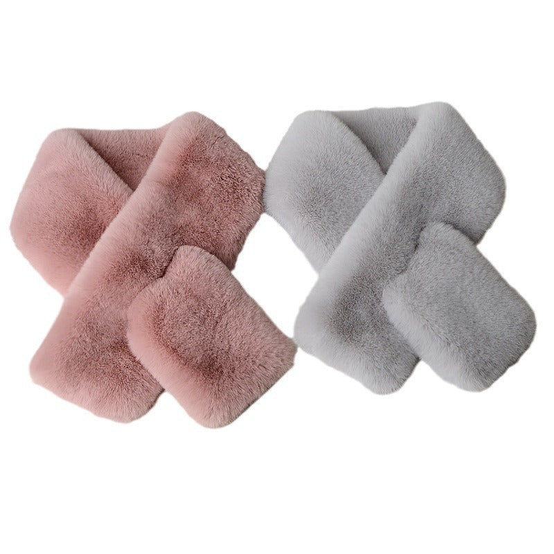 Plush Artificial Rex Rabbit Fur Thick Warm Scarf