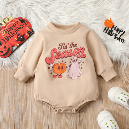 Halloween Pumpkin Cartoon Long Sleeve Baby Body Suit