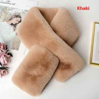 Plush Artificial Rex Rabbit Fur Thick Warm Scarf