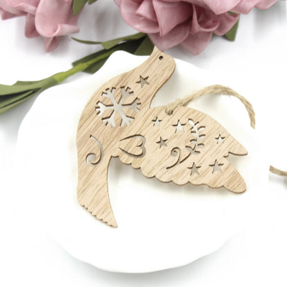 Christmas Tree Creative Hollow Love Bird Wooden Pendant