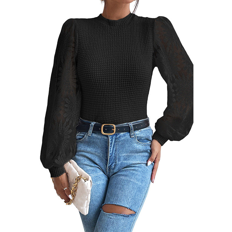 Ladies Graceful Knitted Lace Sleeved Top