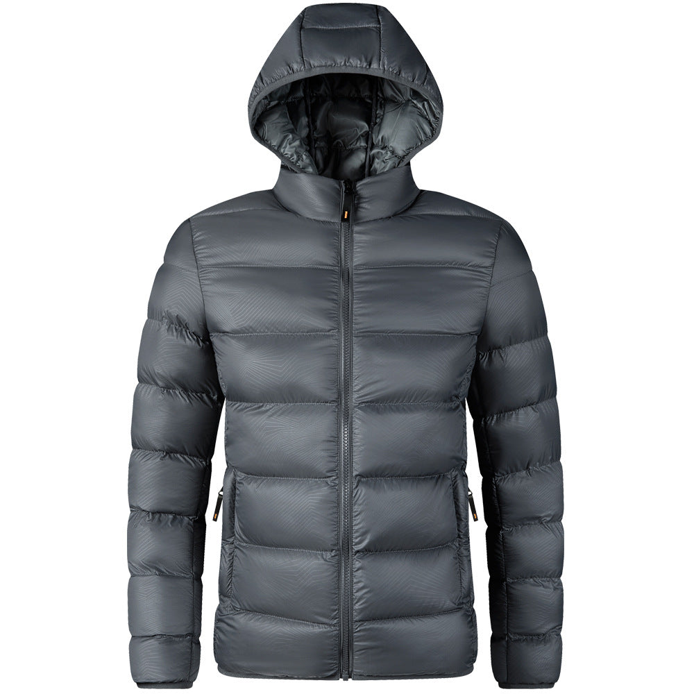 Grey Men's Hooded Lightweight Padded Jacket