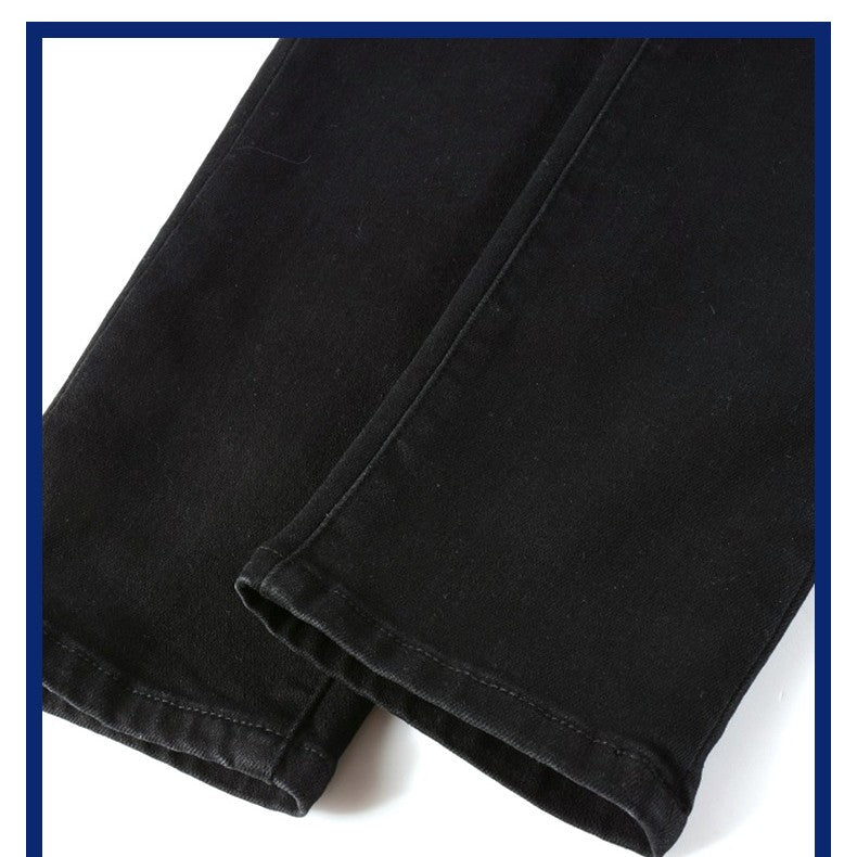 Black Patch Pleated Jeans: Urban Edge and Classic Comfort