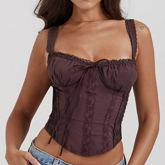 French Sexy Lace Trim Sling Vest