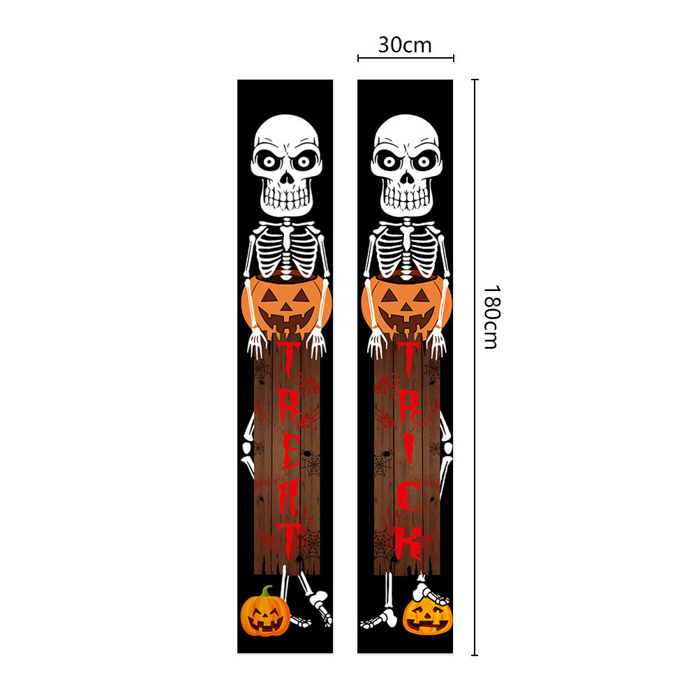 Halloween Door Flag Couplet Undead Horror Skull Party Decoration