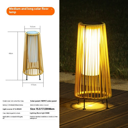 Outdoor Solar Bamboo Weaving Hollowed Waterproof Hanging Imitation or Table Lamp