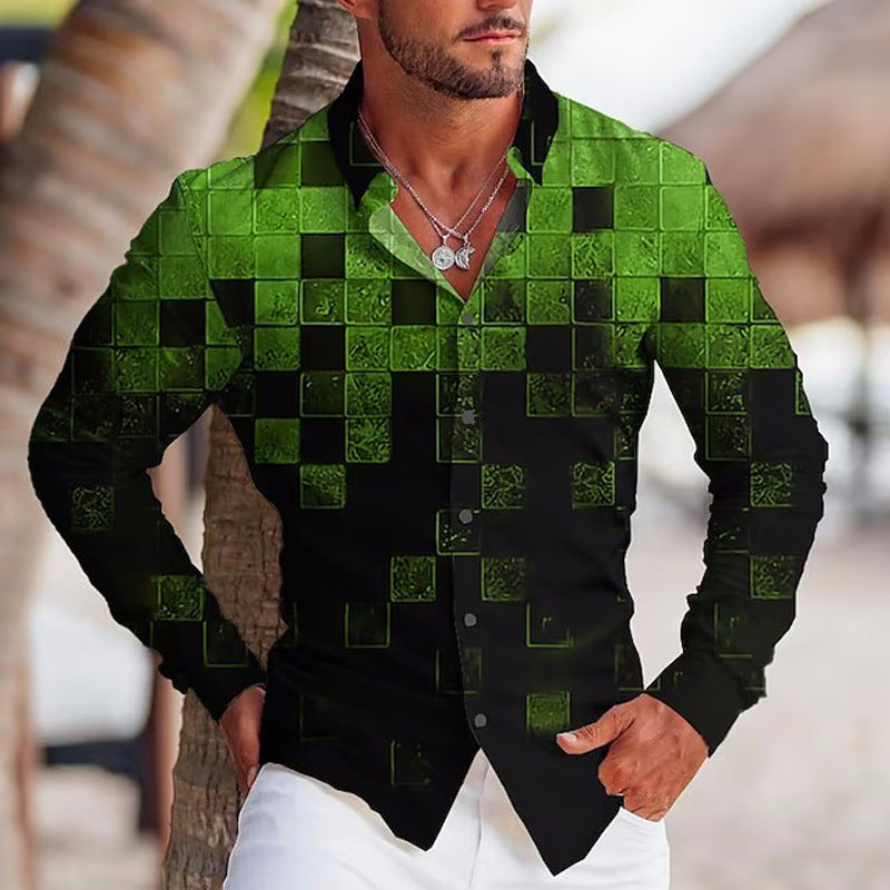 Vibrant Long Sleeve Lapel Shirt: Stylish Prints