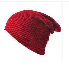 Warm Solid Color Striped Beanie Hat